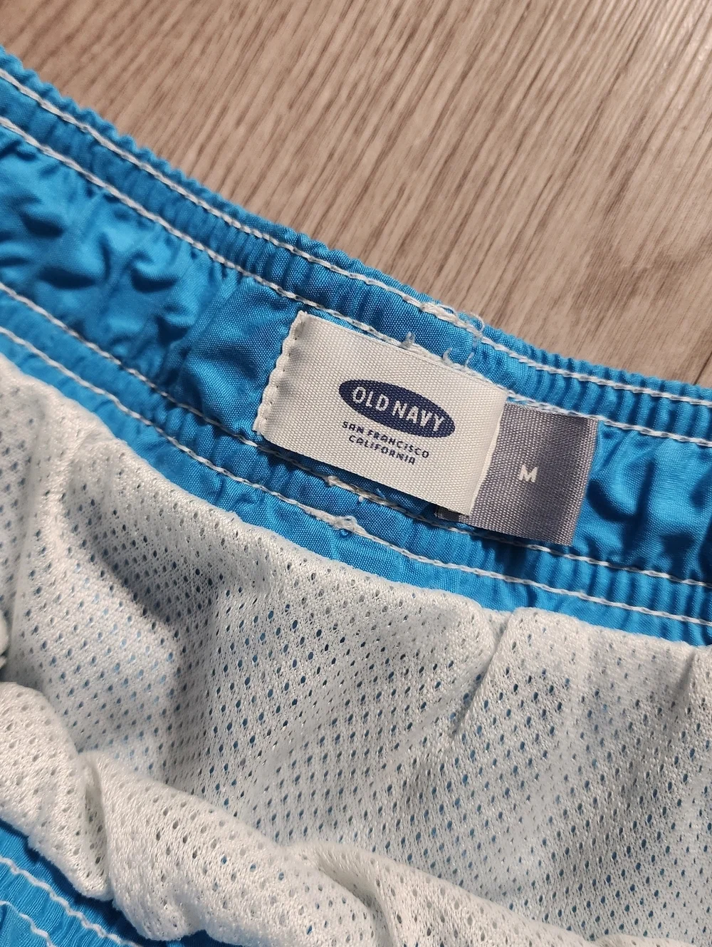 Old Navy Bright Turquoise Swim Trunks with Drawstring Size Medium Euc